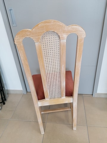 Chaise velours cannée