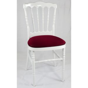 Chaise Napoléon blanche, assise rouge cerise