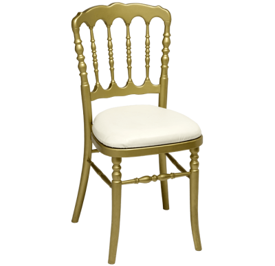 Chaise Napoléon dorée, assise blanche