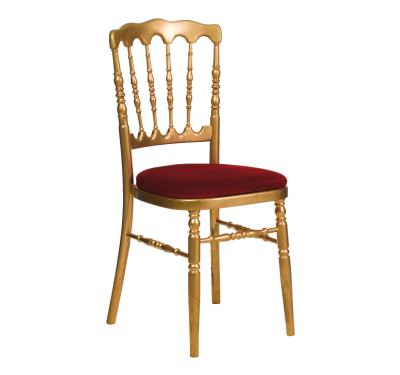 napoleon or Chaise Napoléon dorée, assise rouge cerise