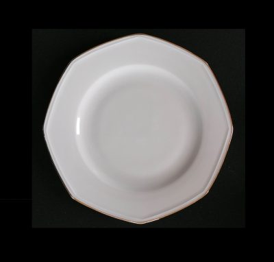 Assiette dessert porcelaine octogonale filet or