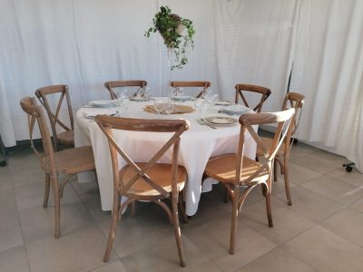 Chaise crossback bois cérusé patinée (marron clair)