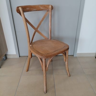 Chaise crossback bois cérusé patinée (marron clair)